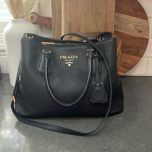 Prada Vitello Phenix Leather Handbag in Black - Picture 1 of 14
